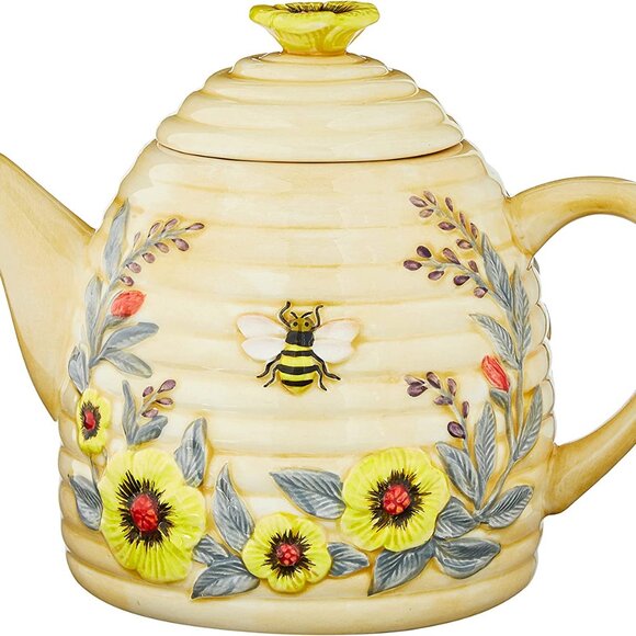 Bee Sweet 32 oz. 3-D Beehive Teapot Ceramic, Multi Colored - Picture 4 of 4